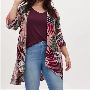 Torrid Dusty Rose Tropical Print Gauze Shrug
